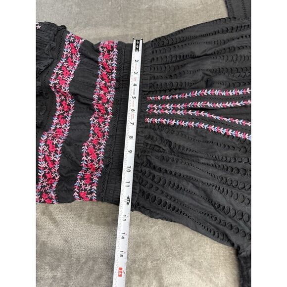 MISA Los Angeles Manuela Black Embroidered Cotton Mini Dress Small - Picture 10 of 14